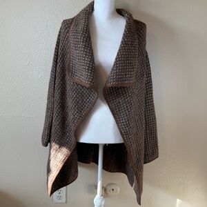 Zenobia 100% Alpaca Textured Brown Open Front Cardigan